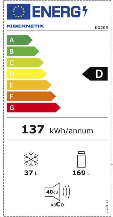 Etichetta energetica Kibernetik Kombi Kühl- Gefrierschrank D9470205 (205 l)