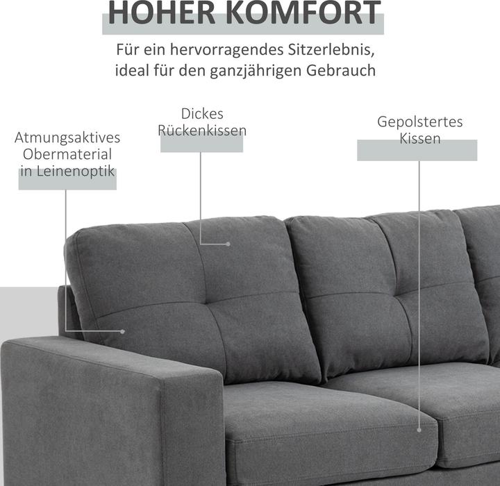 Immagine prodotto Homcom Divano angolare dal design scandinavo con cuciture a bottoni (Divano ad angolo)