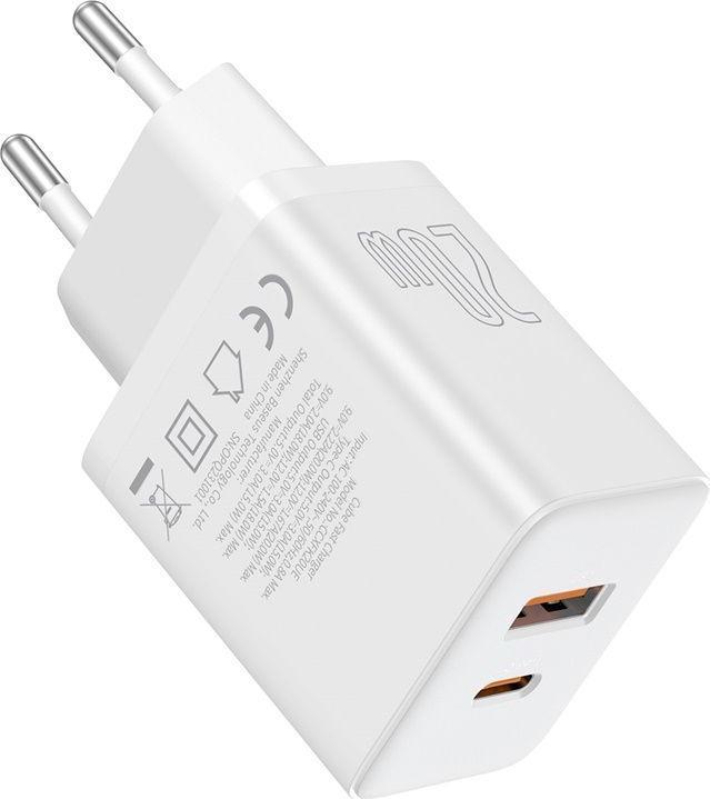 Produktbild Baseus Cube, 20W, 3A, 1 x USB-A - 1 x USB-C, weiss (20 W)