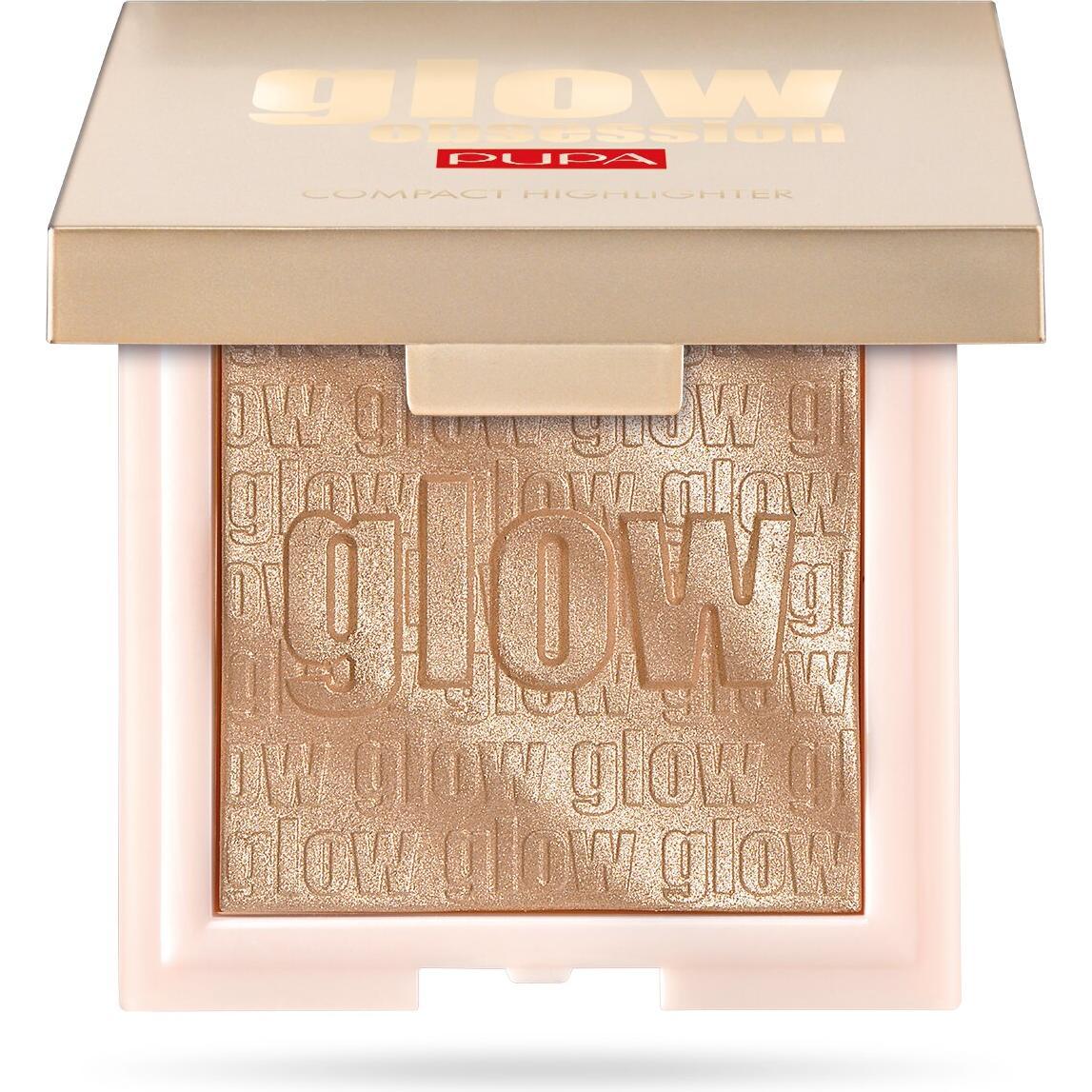 Pupa Milano, Illuminante + Bronzer, Pupa Glow Obsession Evidenziatore Compatto Luce Pura Effetto Oro Rosa (002 - Oro Rosa, Highlighter, 6 G)