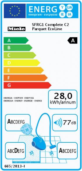 Energie-Label Miele Complete C2 Parquet EcoLine SFRG1