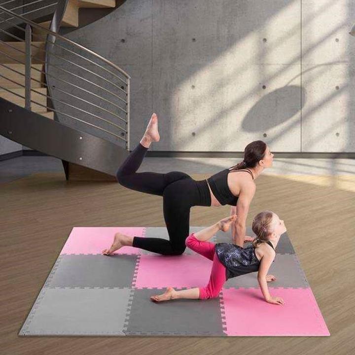 Actual product image One Folding mat for training HMS MP10 light grey-pink-dark grey, 60x60x1,0cm (9 pieces) (10 mm)