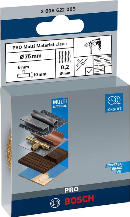 Produktbild Bosch Professional Zubehör PRO Multi Material clean Scheibenbürste, gerader Schaft, 75 x 0,2 mm