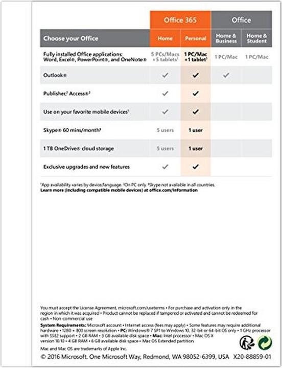 Image du produit Microsoft Office 365 Personal (1 Utilisateur, 12 mois)