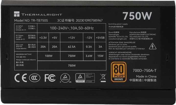 Actual product image Thermalright TR-TB750S Black - PSU, 80+ Bronze, 750W (750 W)