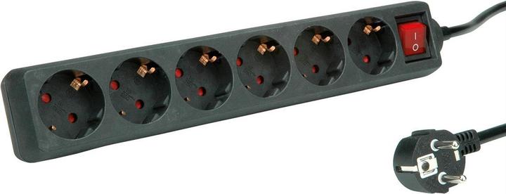 Actual product image Roline 6 outlet power strip with switch black 6m (6x, CEE 7/3, 6 m)