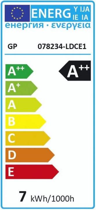 Energy Label GP Lighting Lighting Filament Classic E27 7W (60W) dimmable 806 lm (E27, 7 W, 806 lm, 1 x, E)