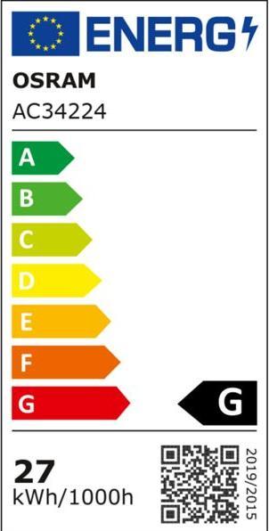 Energie-Label Osram Leuchtstofflampe 26W 2700K (G24q-3, 1750 lm, 10x)