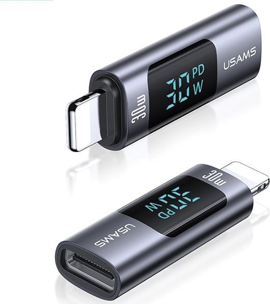 Produktbild Usams Adapter AU18 USB-C - Lightning Digital Display 30W stalowy/aluminium SJ681LN01 (US-SJ681) (USB 3.2 Gen 1, 30 W)