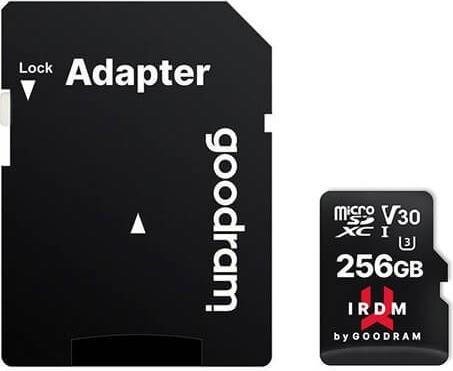 Actual product image Goodram IRDM MicroSDXC UHS-I Class 10 (256 GB, microSDXC, U3, UHS-I)