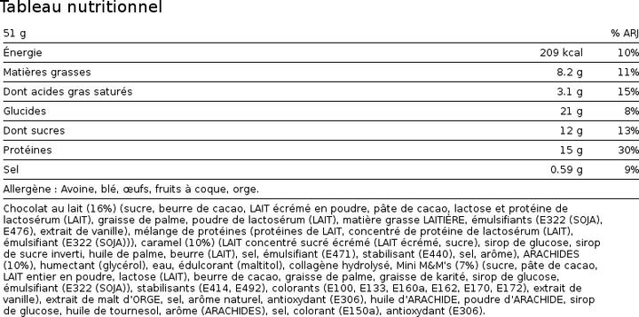 Nährwerte und Zutaten M & M's HiProtein (620 g)