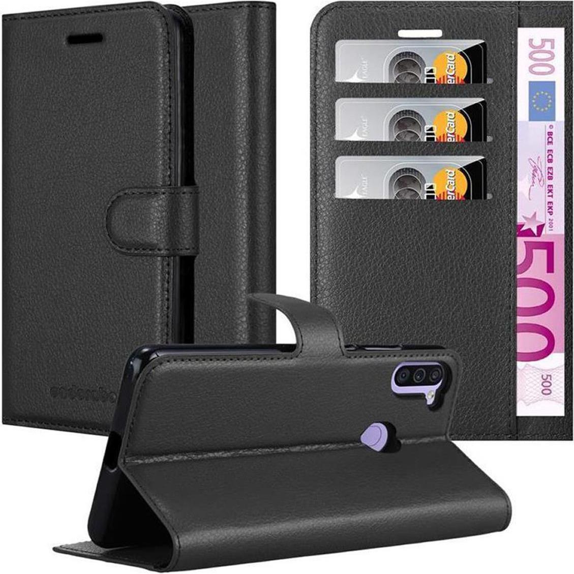 Cadorabo Book mit Standfunktion Cover (Samsung Galaxy A11, Samsung Galaxy M11), Smartphone Hülle, Schwarz