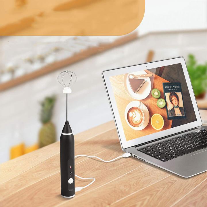 Produktbild Esmée USB Milchaufschäumer Set 3-fach Handmixer wiederaufladbar für Kaffee/ Milch/ Ei Schwarz