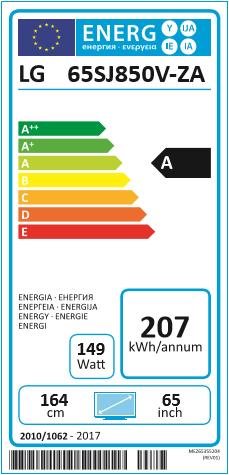 Label énergétique LG 65sj850 (65", LCD, 4K, 2017)