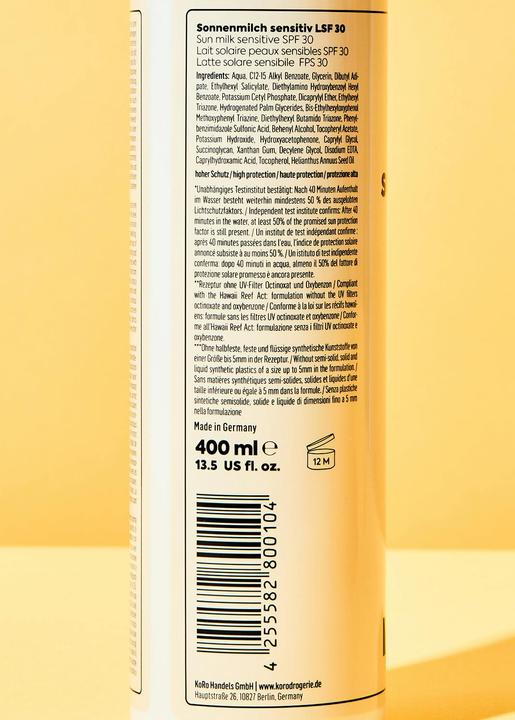 Produktbild KoRo Sonnenmilch sensitiv LSF 30 (Sonnenmilch, SPF 30, 400 ml, 400 g)