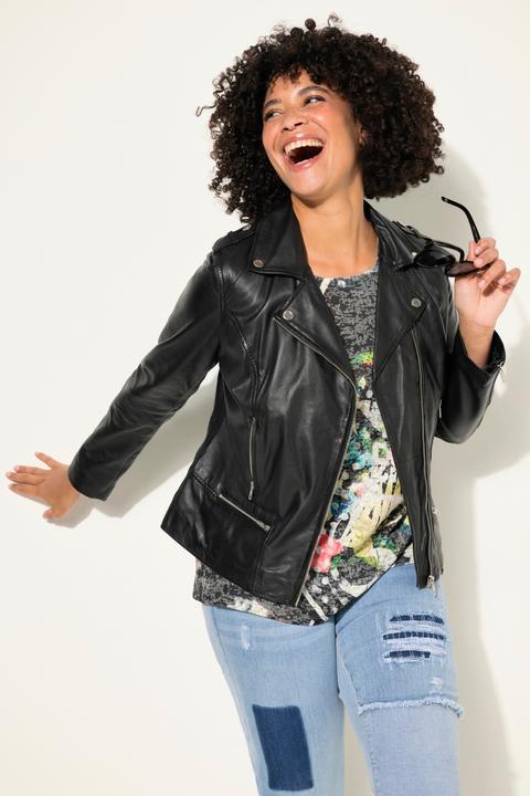 Produktbild Angel of Style Leder-Bikerjacke, Metallzipper, Komplettfutter (44)