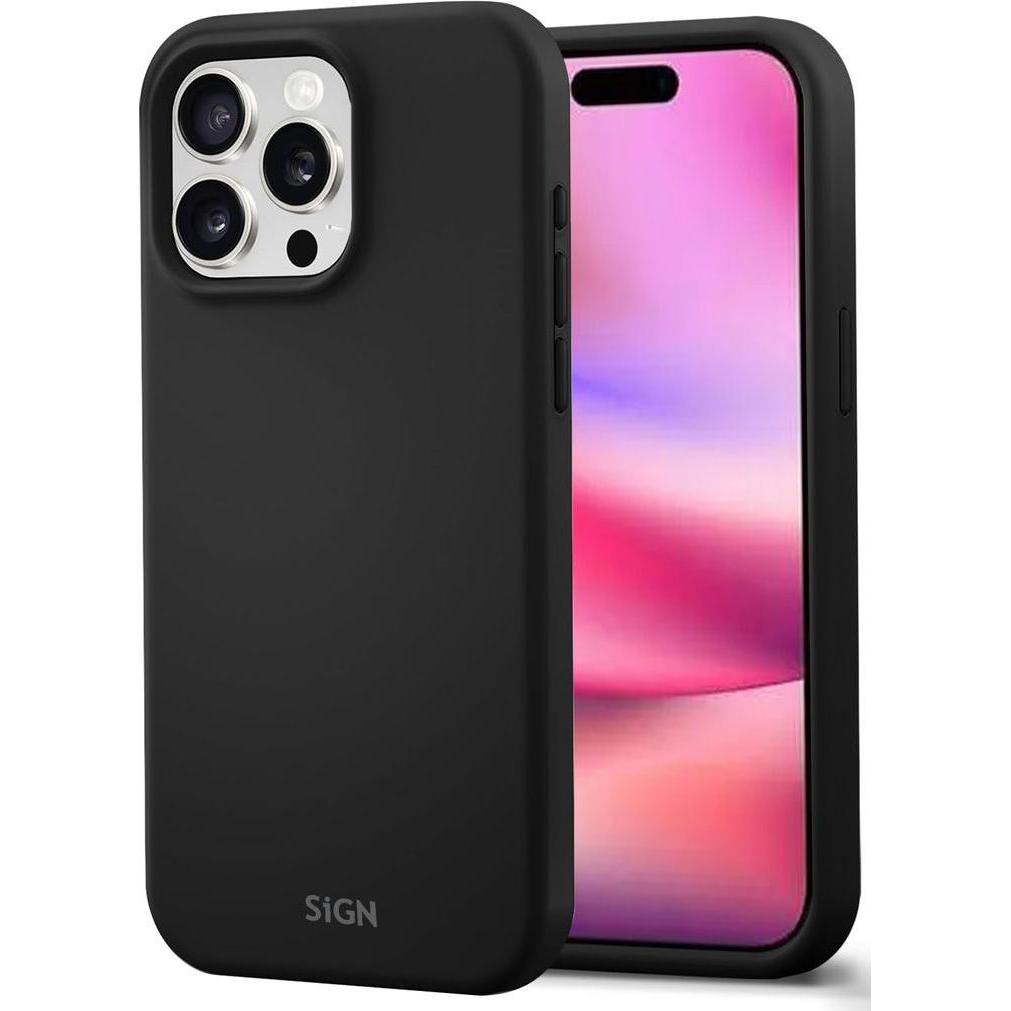 SIGN Liquid Silicone Case for iPhone 16 Pro Max - Black (Apple iPhone 16 Pro Max), Smartphone Hülle, Schwarz