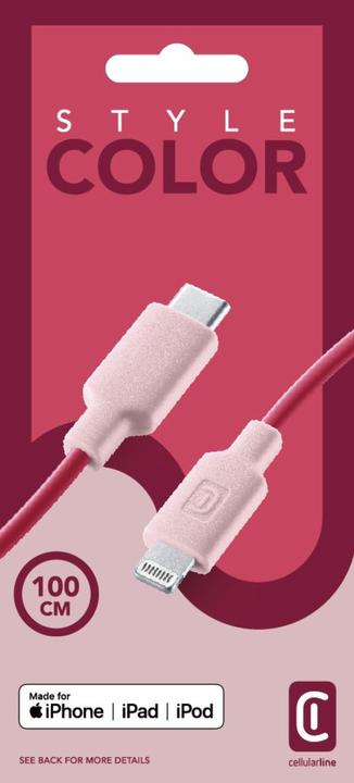 Produktbild Cellularline Stylecolor Cable 100cm - USB-C to Lightning (1 m, USB 3.2 Gen 1)