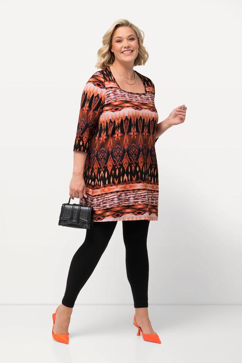 Actual product image Ulla Popken Ethnic Print Square Neck Knit Tunic (50, 52)