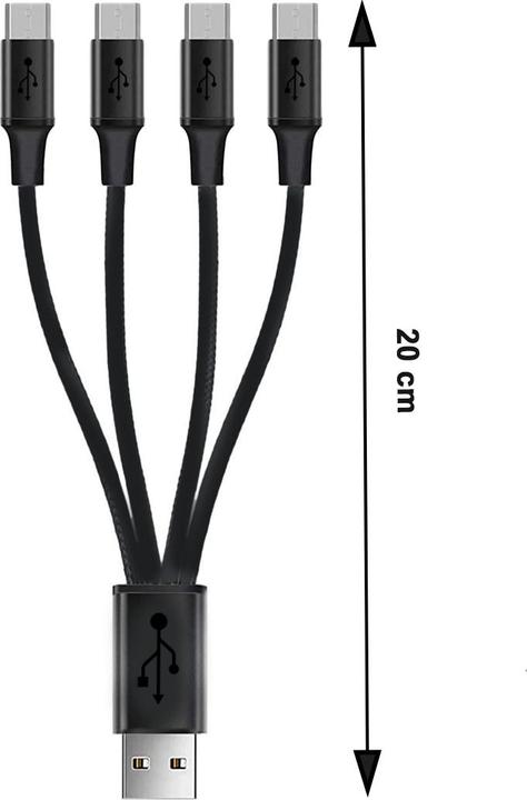 Actual product image Keeppower USB distributor type-A to 4 x Micro USB length: 0.2 m up to 2.1A (0.20 m, USB 2.0)