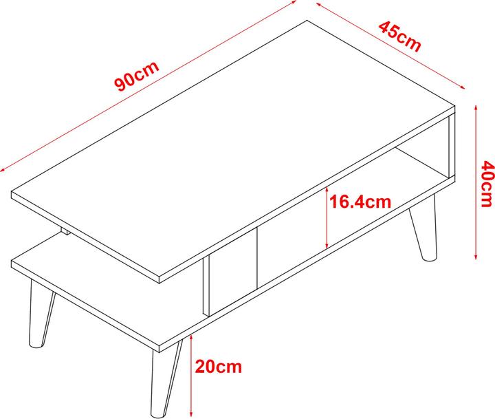 Produktbild En.Casa Couchtisch Lycksele 40x90x45 cm Marmoroptik, schwarz / Weiss (40 x 90 x 45 cm)