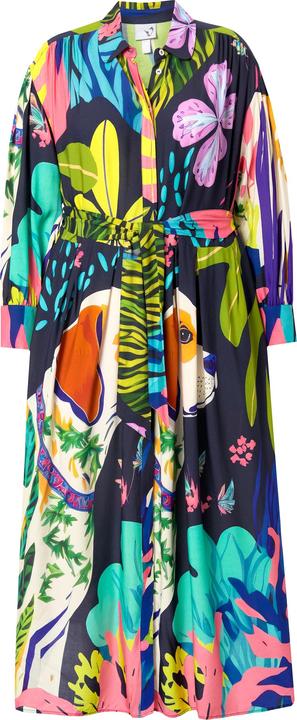Produktbild Ulla Popken Maxikleid, A-Linie, Bubikragen, Langarm, Taschen (50, 52)