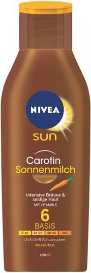 Produktbild NIVEA Sun Carotin Sonnenschutz-Lotion (Sonnenlotion, Bis SPF 10, 200 ml, 150 g)
