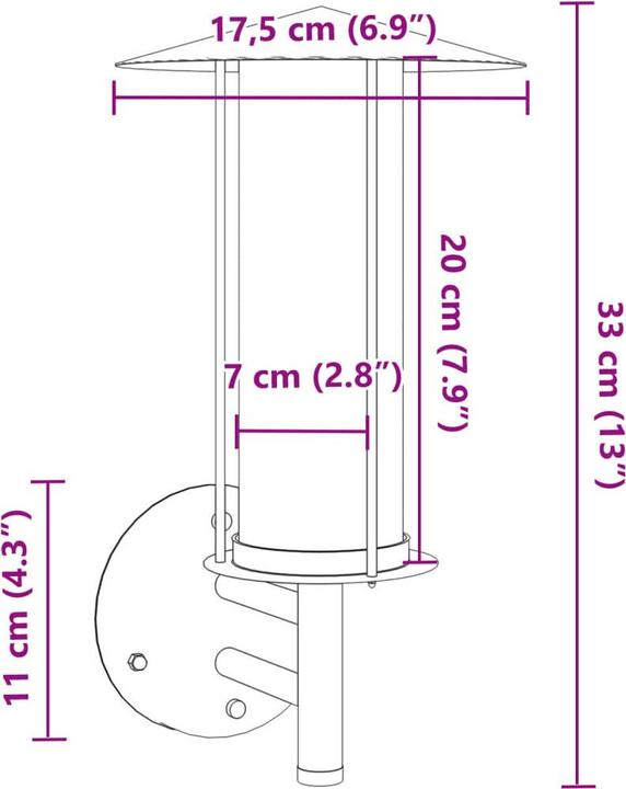 Image du produit vidaXL Aussenwandleuchte (E27, IP44)
