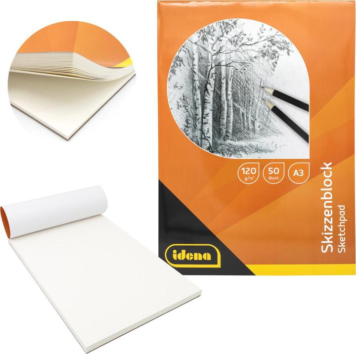 Actual product image Idena Sketchpad 120g DIN A3 50 sheets (A3, Plain)