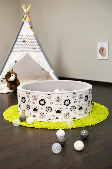 Immagine prodotto Knorrtoys Bällebad soft - "Cute Animals" - 150 balls grey/white/transparent (ca. 7 cm)