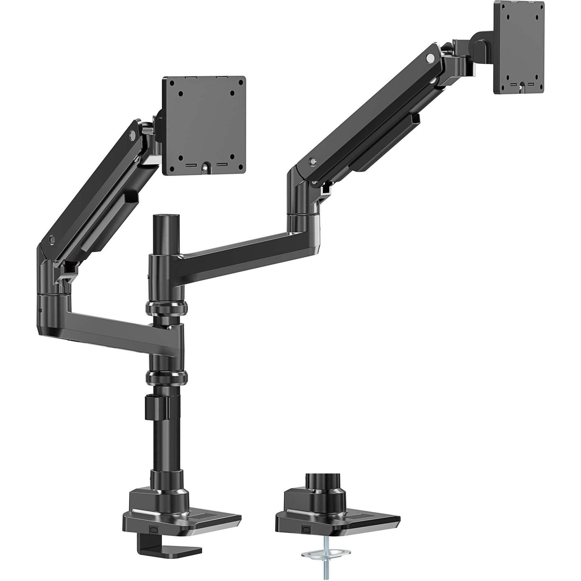 Wiltec Zweifach Monitorhalterung Schreibtisch bis 20kg Monitorhalter VESA, Monitor Halterung, Schwarz