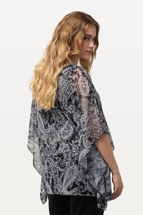 Immagine prodotto Ulla Popken Blusa a doppio strato dal taglio oversize con scollo a girocollo e mezze maniche (42, 44)