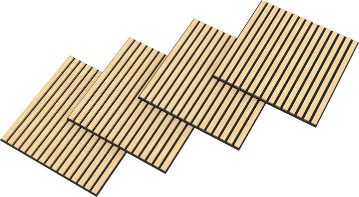 neu.holz Akustik-Wandpaneel 12er Set Vang 60x60 cm Eichenoptik, hell ()