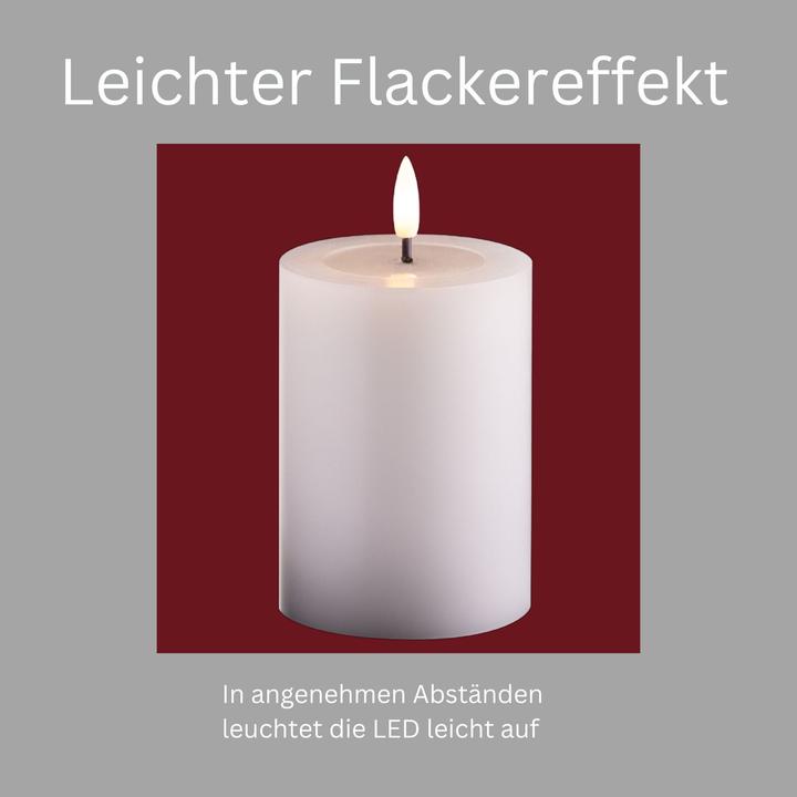 Actual product image Novaliv 2er Set Stumpenkerzen LED weiss klein - Echtwachskerze mit beweglicher Flamme flackernd mit (2x)