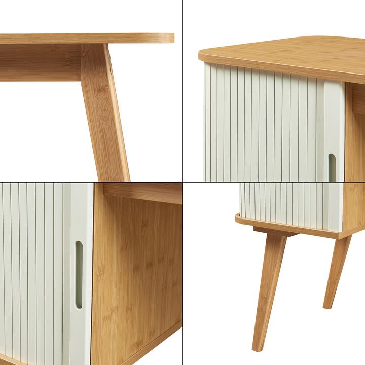 Immagine prodotto En.Casa Schreibtisch Tysvaer 75x105x48 cm Bambus/Cremeweiss