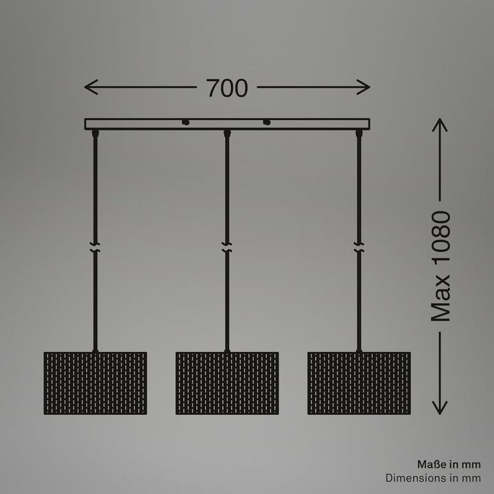 Produktbild Briloner Pendelleuchte, Schwarz / Natur, exkl.3x E27/max. 10W (E27)