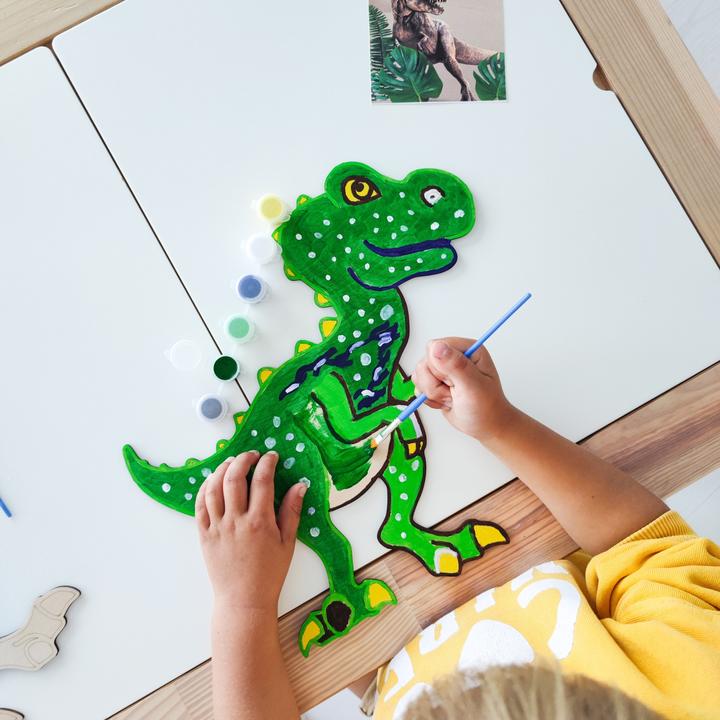 Image du produit Activity Board DIY Dinosaur painting set of wood with painting and pins, wood bricolage for children, painting