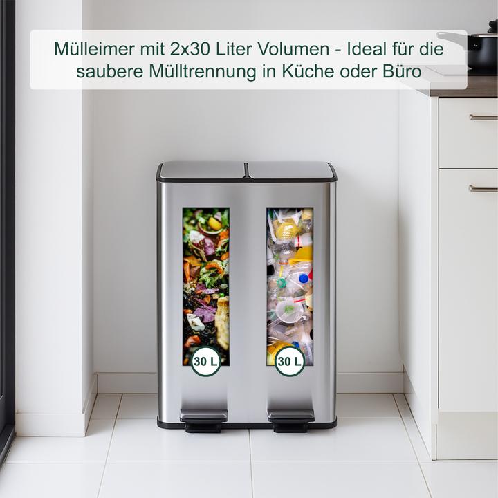 Produktbild Relaxdays Mülleimer Küche 2x 30 Liter (60 l)