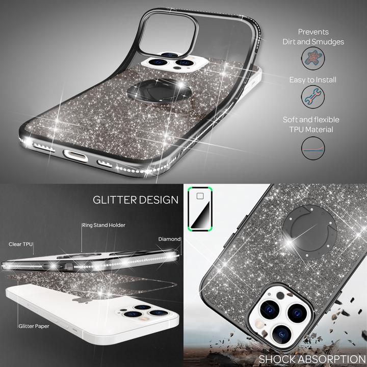 Actual product image Nalia Ring Glitter Silicone Cover (Apple iPhone 13 Pro)