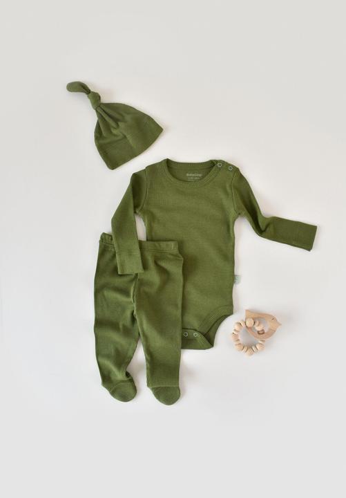 Produktbild BabyCosy Set. Strickhose mit Fuss. Body langarm. Mütze (68)