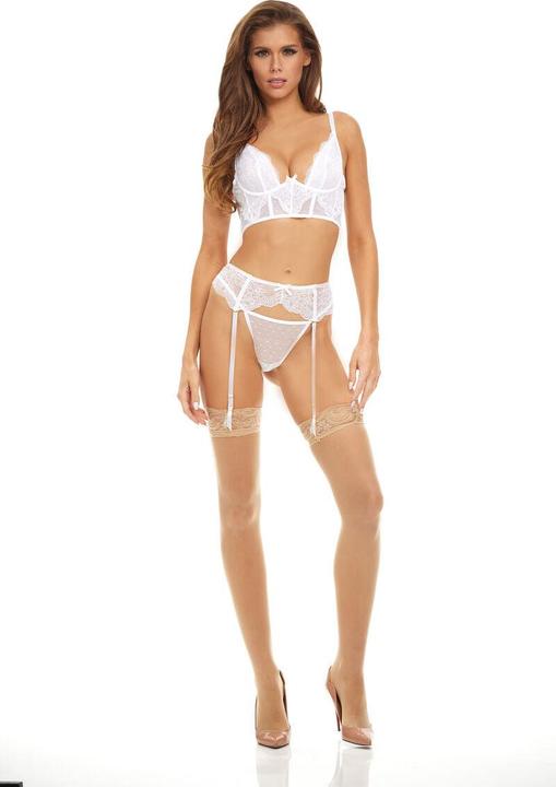 Produktbild Bombshell Boudoir Peek A Boo Wire 3 Pc Set White L (L)