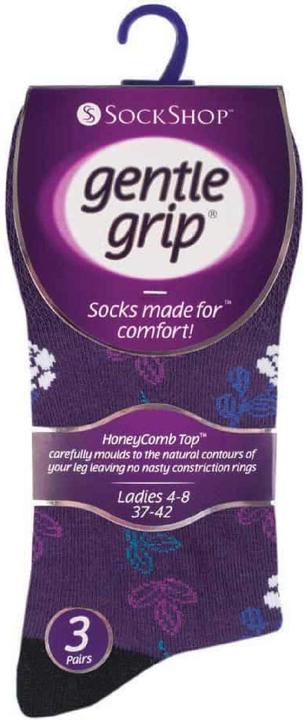 Produktbild Gentle Grip 6er Pack Baumwolle Socken Ohne Gummi Bunt | Ödem Socken Muster (6er Pack, 37 - 42)
