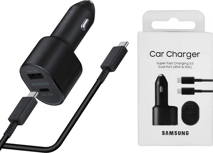 Samsung DUAL FAST CAR CHARGER 45W & 15W EP-L5300XB BLACK
