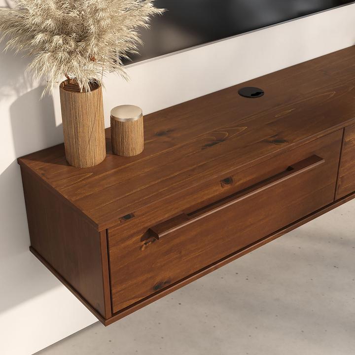 Produktbild IDIMEX Lowboard TECCA 145 cm mit 2 Klappen aus Massivholz - Kastanie farben (145 x 33 x 26 cm)