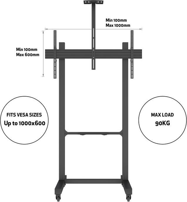 Produktbild Multibrackets TV Ständer bis 100", Metall, schwarz, max. 90kg (90 kg)