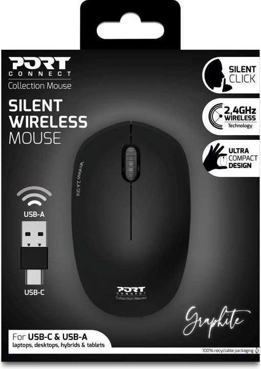 Actual product image Port Designs 900540 Mouse Ambidextrous RF Wireless Optical 1600 DPI (Wireless)