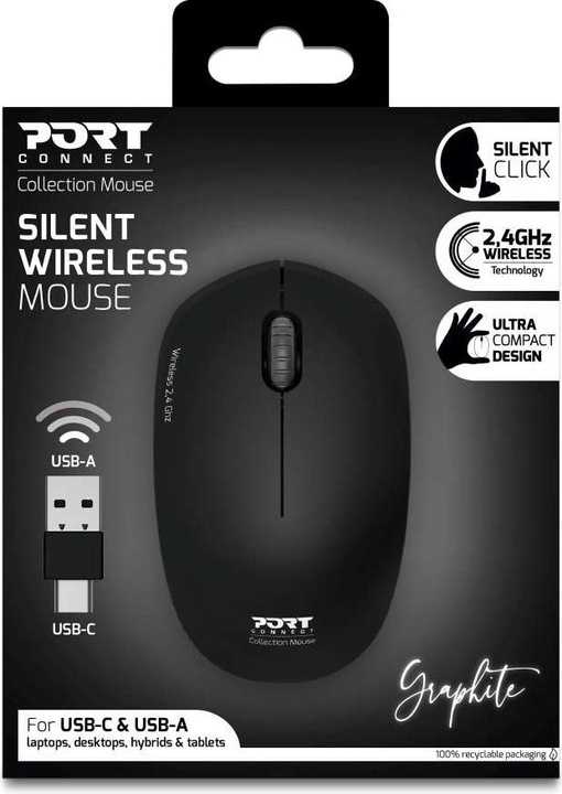 Produktbild Port Designs 900540 Maus Beidhändig RF Wireless Optisch 1600 DPI (Kabellos)