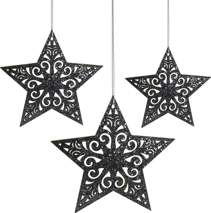 Viana Weihnachtsstern hngend mit glitzernden Ornamenten Holz 9er-Set