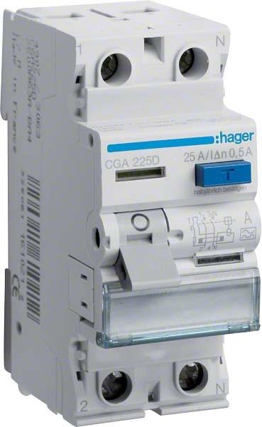 Actual product image Hager RCD 2-pole 25A/500mA 6kA CGA225D