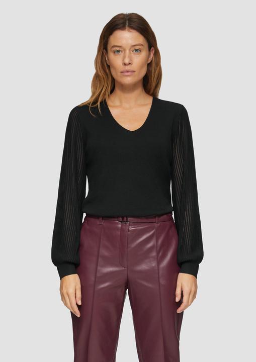 Produktbild S.Oliver Strickpullover Strickpullover mit semitransparenten Ärmeln (46)